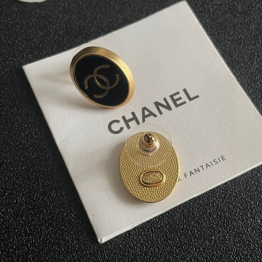 Round Stud Earrings in Polished Metal-Tone – Design 001 main product view