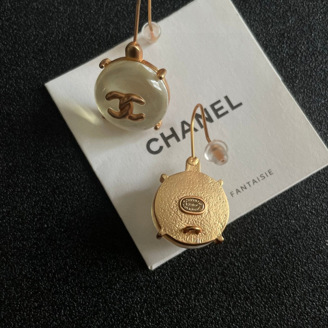 Double-C Emblem Statement Earrings in Polished Metal-Tone – Design 026 main product view