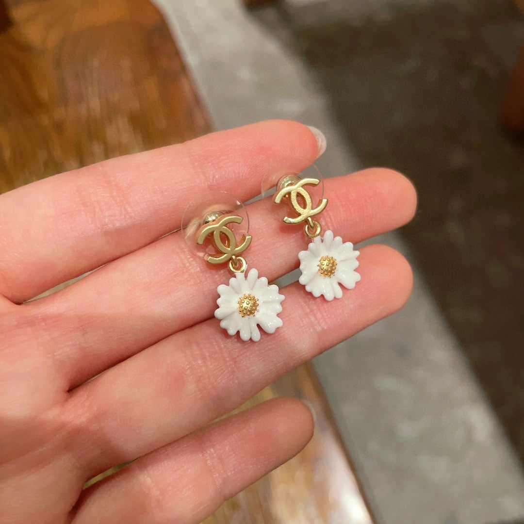 Camellia Statement Earrings in Polished Metal-Tone – Camellia Detail – Design 003 side detail