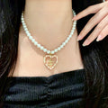 Double-C Emblem Pearl-Detail Pendant Necklace – Pearl Detail – Design 044 main product view