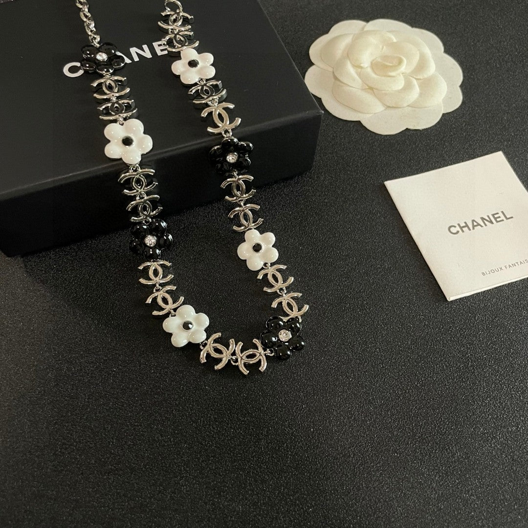Camellia Pendant Necklace in Polished Metal-Tone – Camellia Detail – Design 014 styled product view