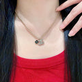 Camellia Pendant Necklace in Polished Metal-Tone – Camellia Detail – Design 013 main product view