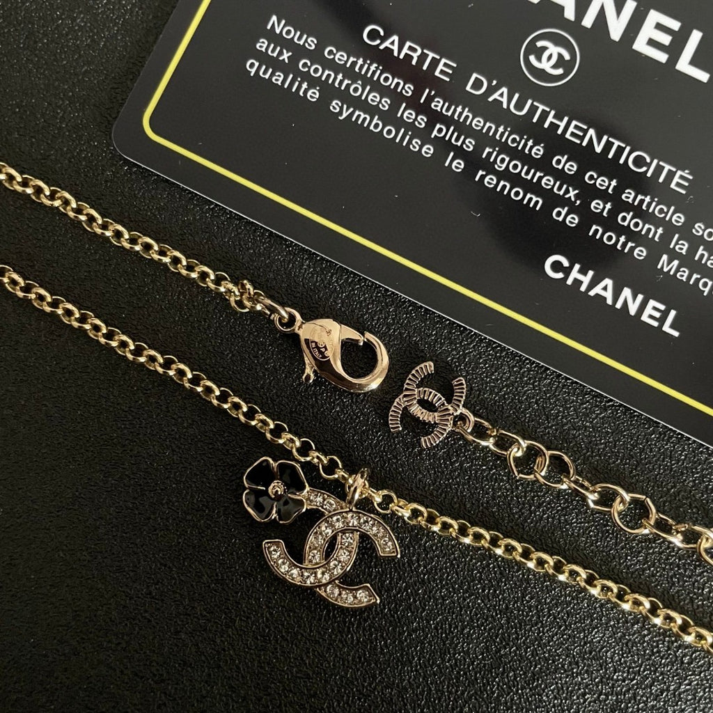 Camellia Pendant Necklace in Polished Metal-Tone – Camellia Detail – Design 013 main product view
