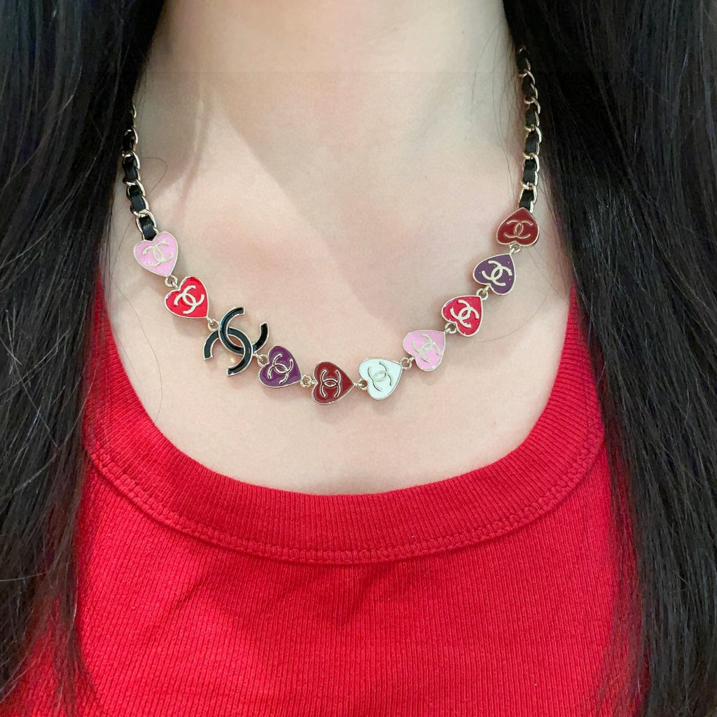 Heart Pendant Necklace in Polished Metal-Tone detail view