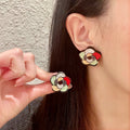 Camellia Stud Earrings in Polished Metal-Tone – Camellia Detail – Design 011 main product view