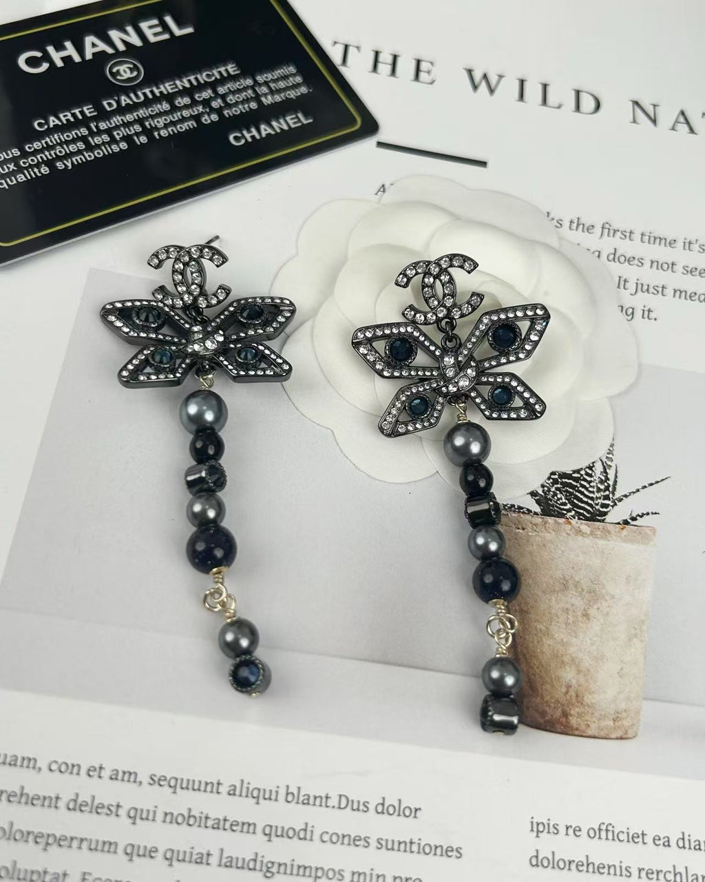 Butterfly Statement Earrings in Polished Metal-Tone side detail