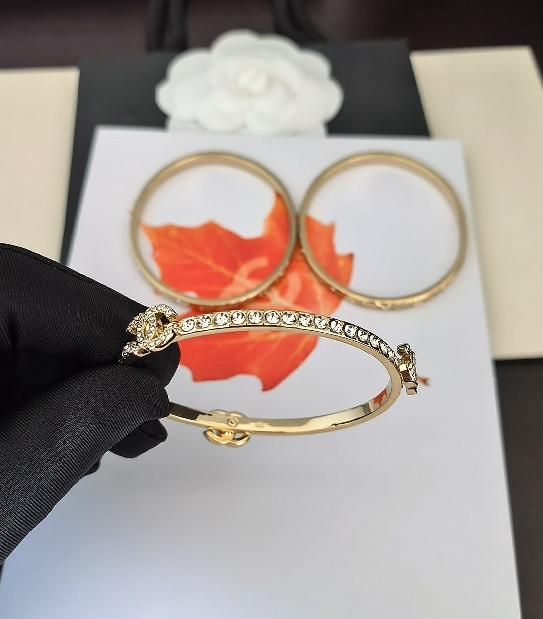 Signature Emblem Bangle in Gold-Tone – Design 006 styled product view