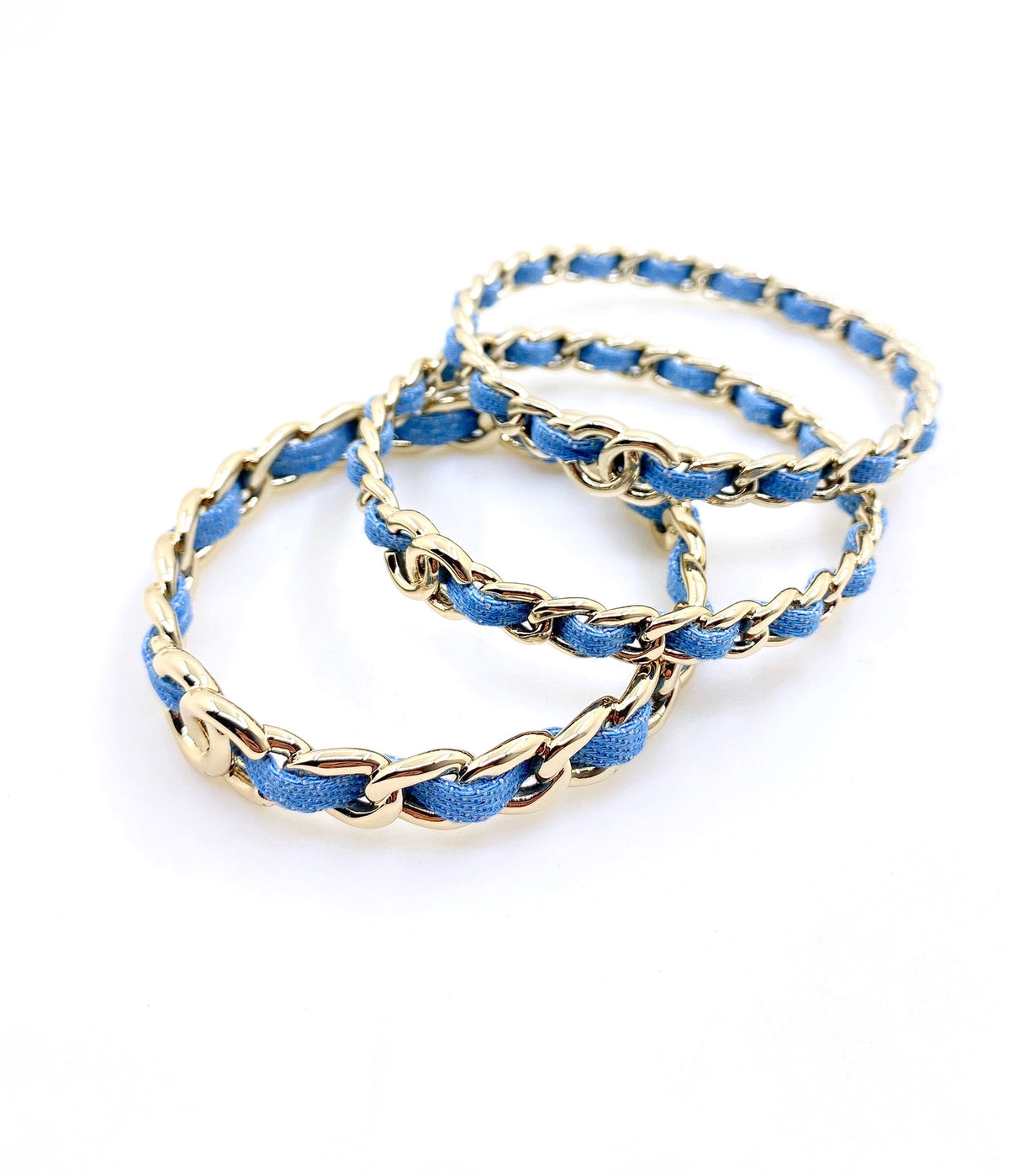 Signature Emblem Bangle in Gold-Tone – Blue Detail – Design 002 main product view