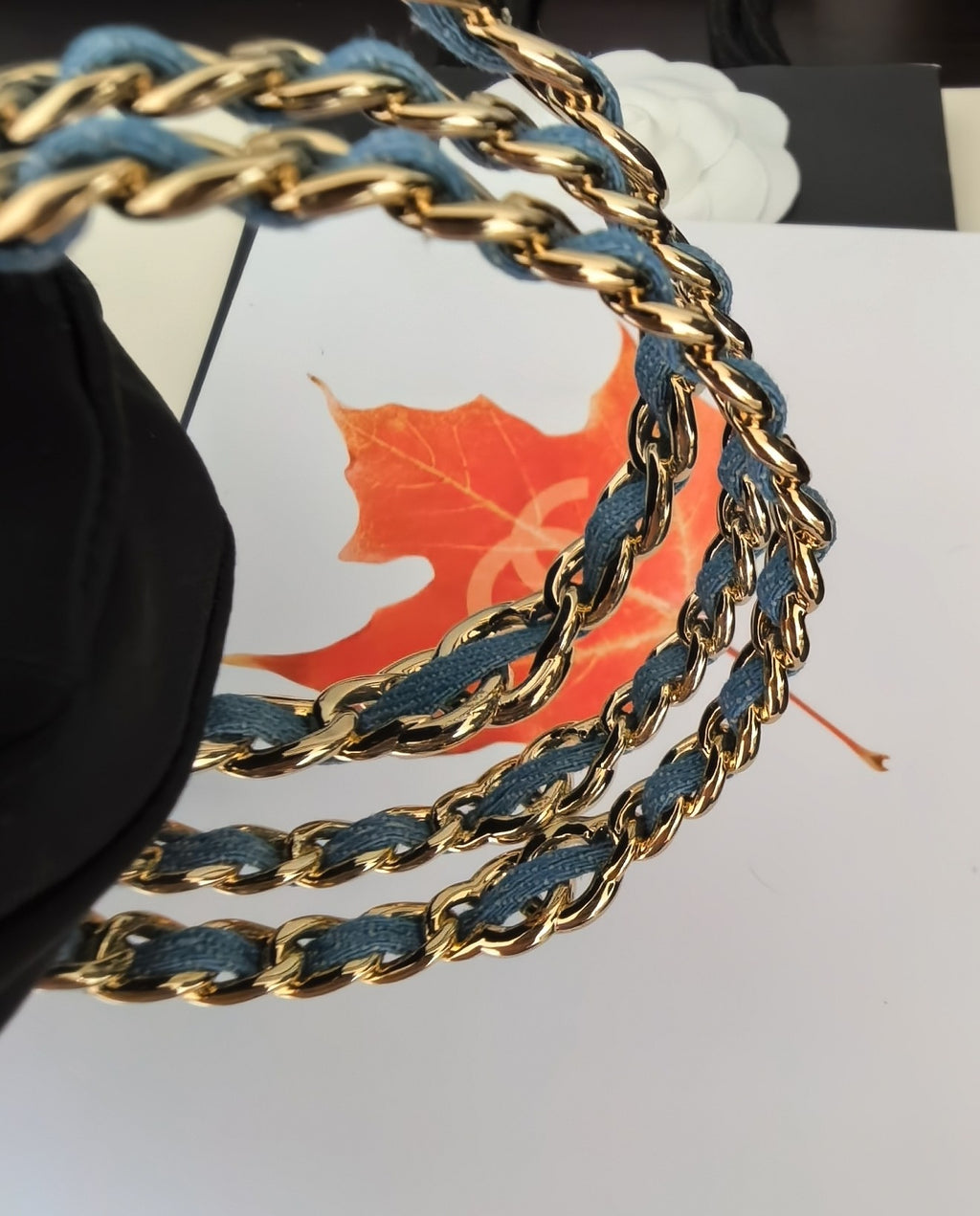 Signature Emblem Bangle in Gold-Tone – Blue Detail styled product view