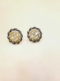 Round Stud Earrings in Gold-Tone – Black Detail main product view