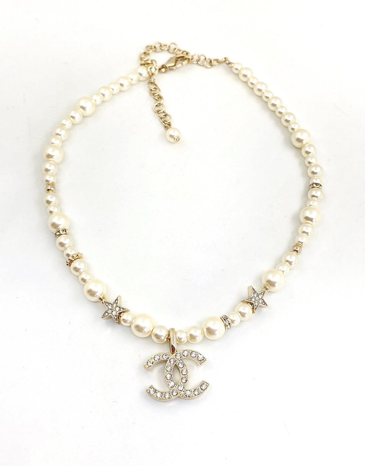 Double-C Emblem Pendant Necklace in Polished Metal-Tone – Design 021 main product view