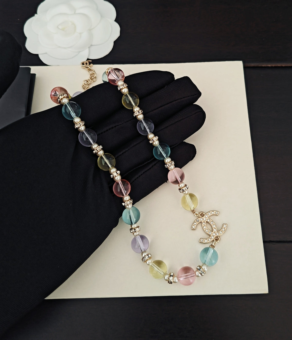 Signature Emblem Crystal-Accent Pendant Necklace – Design 011 detail view