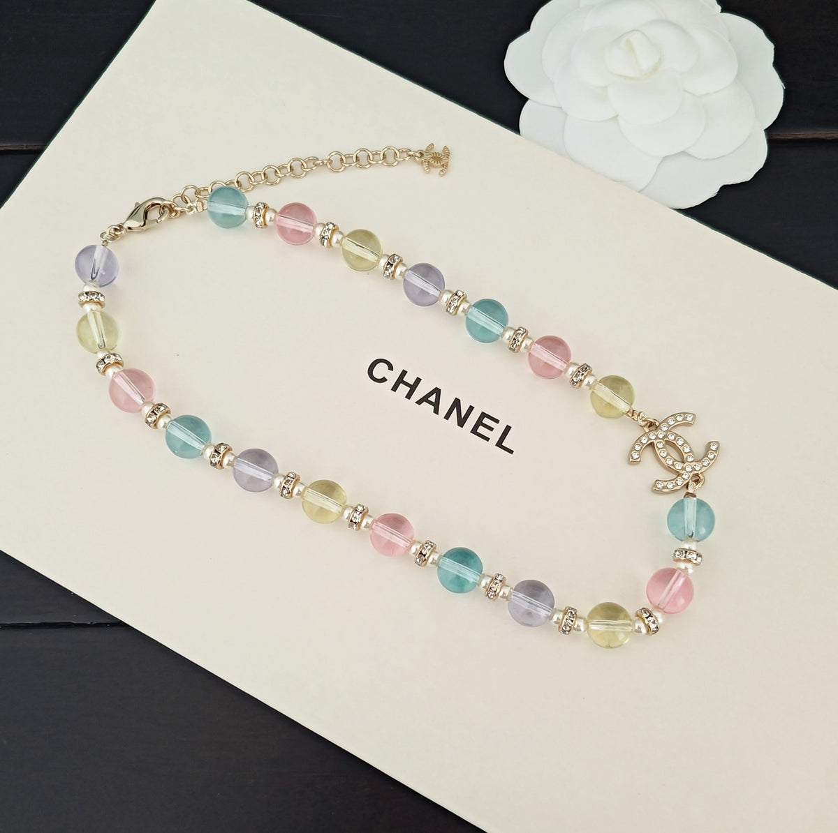 Signature Emblem Crystal-Accent Pendant Necklace – Design 011 close-up detail