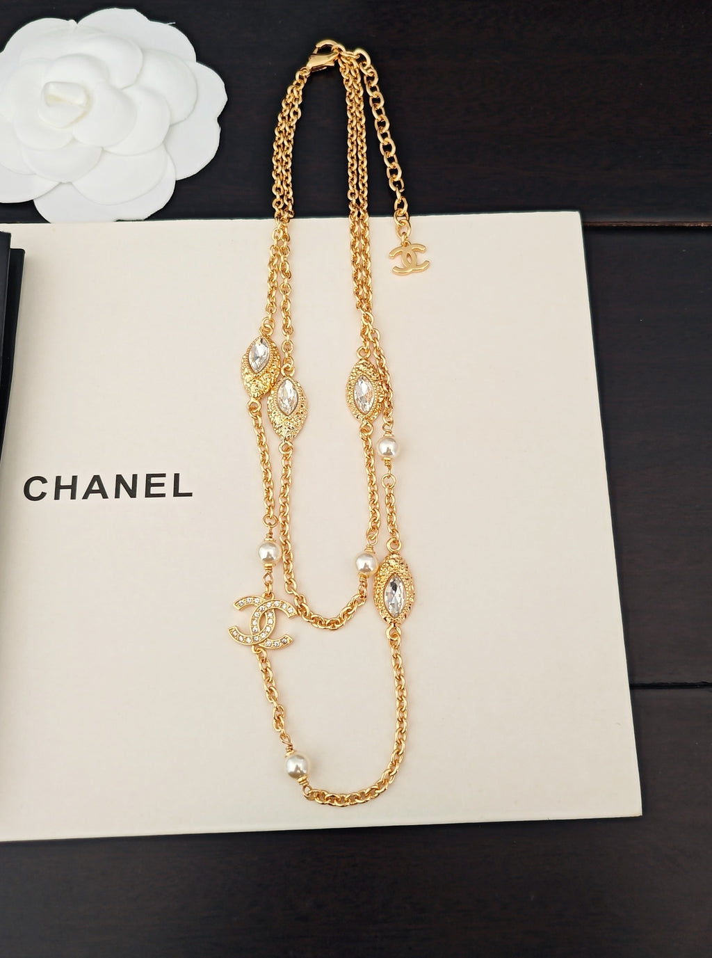 Signature Emblem Crystal-Accent Pendant Necklace – Design 010 front product view