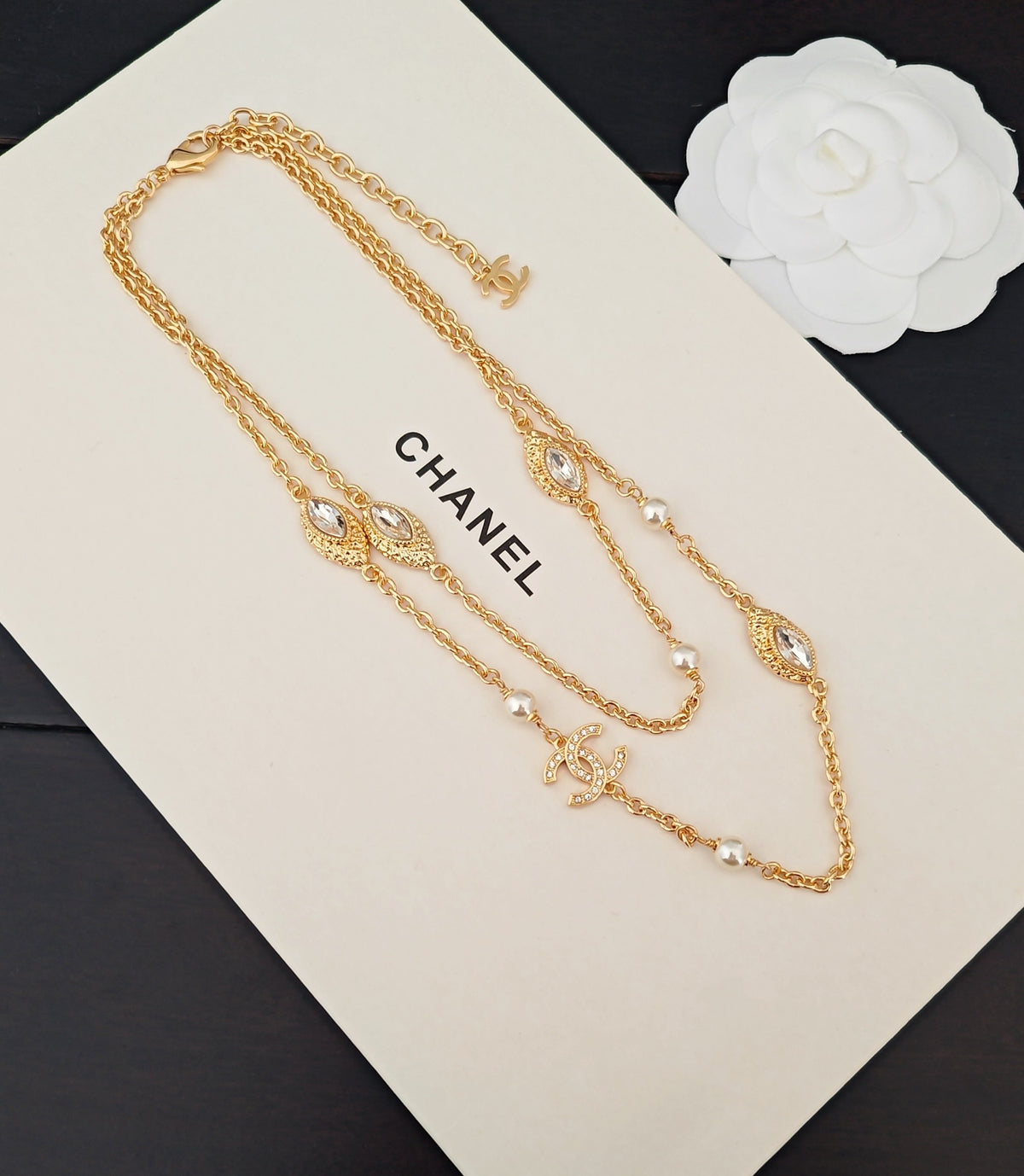 Signature Emblem Crystal-Accent Pendant Necklace – Design 010 detail view