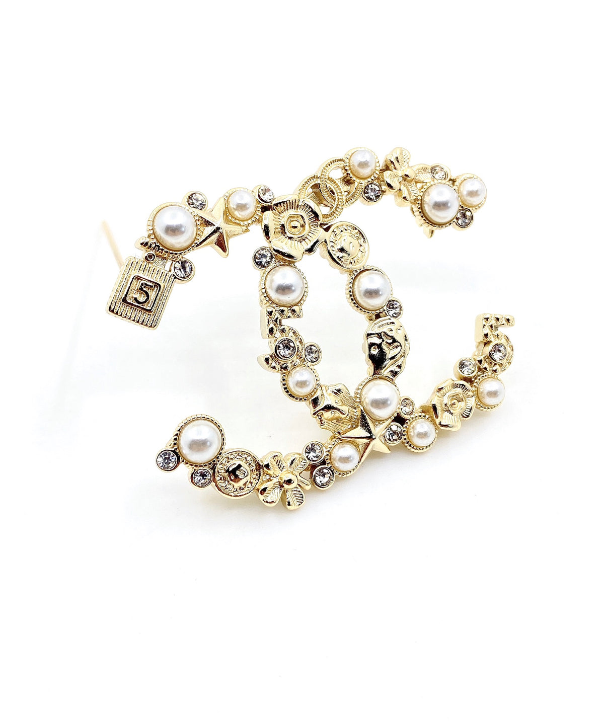 Signature Emblem Brooch in Gold-Tone – Design 014 detail view