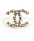 Letter Brooch in Polished Metal-Tone – Pearl Detail – Design 003 main product view