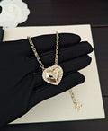 Heart Pendant Necklace in Gold-Tone – Heart Detail – Design 006 main product view