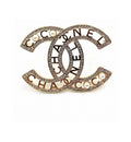 Letter Brooch in Polished Metal-Tone – Pearl Detail – Design 004 main product view