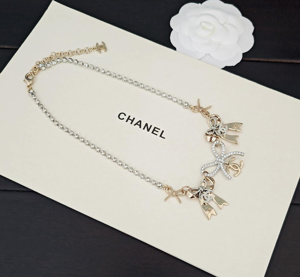 Bow Pendant Necklace in Gold-Tone – Design 001 styled product view