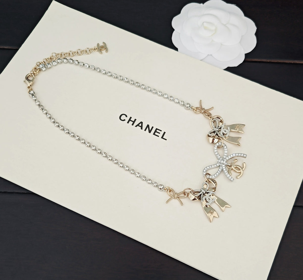Bow Pendant Necklace in Gold-Tone – Design 002 styled product view