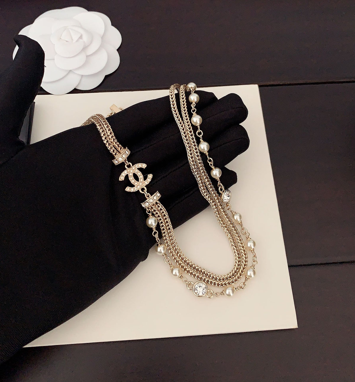 Bow Pendant Necklace in Gold-Tone – Design 004 detail view