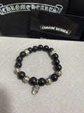 Gothic Emblem Beaded Bracelet in Antique Silver-Tone – Design 26 main product view