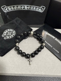 Gothic Emblem Beaded Bracelet in Antique Silver-Tone – Design 27 main product view