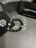 Gothic Emblem Beaded Bracelet in Antique Silver-Tone – Design 28 main product view