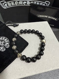 Gothic Emblem Beaded Bracelet in Antique Silver-Tone – Design 29 main product view