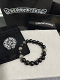 Gothic Emblem Beaded Bracelet in Antique Silver-Tone – Design 31 main product view