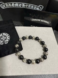Gothic Emblem Beaded Bracelet in Antique Silver-Tone – Design 32 main product view