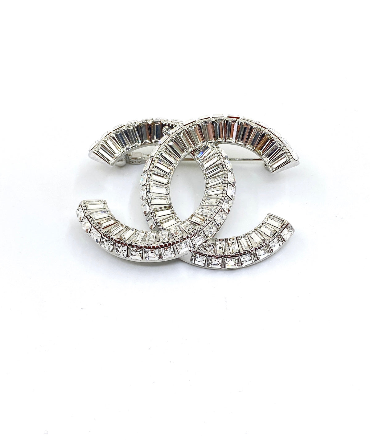 Double-C Emblem Brooch in Polished Metal-Tone – Design 023 styled product view