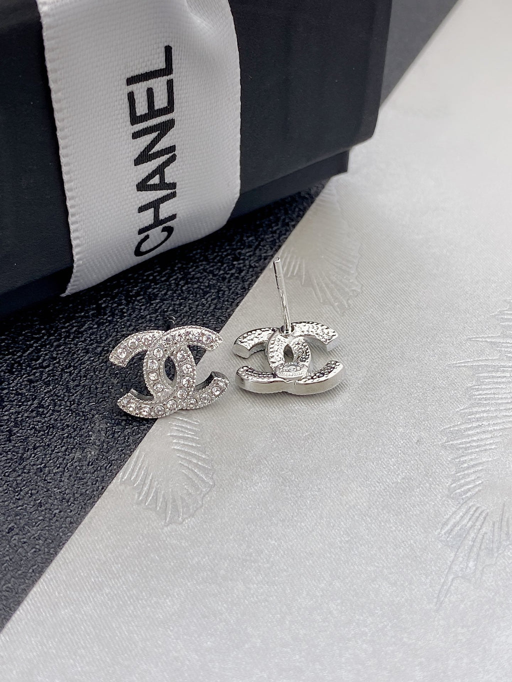 Signature Emblem Stud Earrings in Gold-Tone – Design 029 detail view