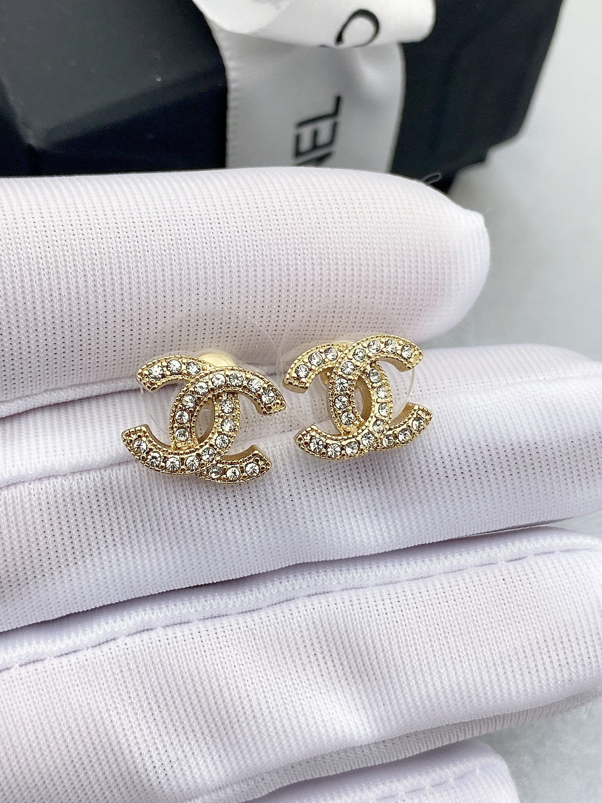 Signature Emblem Stud Earrings in Gold-Tone – Design 029 side detail