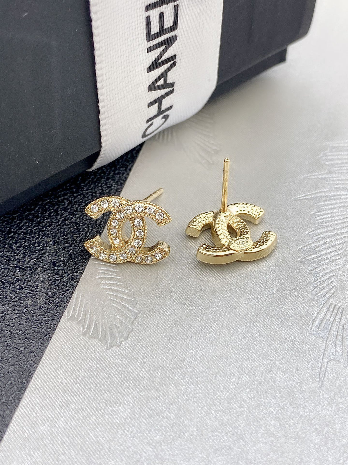 Signature Emblem Stud Earrings in Gold-Tone – Design 030 styled product view