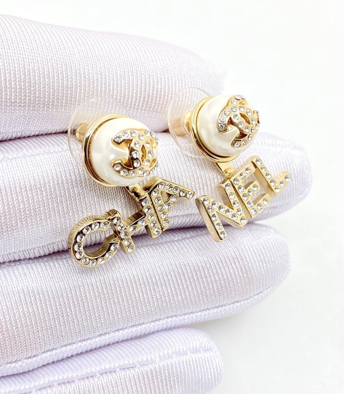 Letter Statement Earrings in Gold-Tone – Design 001 detail view
