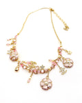 Signature Emblem Pendant Necklace in Gold-Tone – Pink Detail main product view