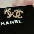 Letter Crystal-Accent Stud Earrings – Design 002 main product view