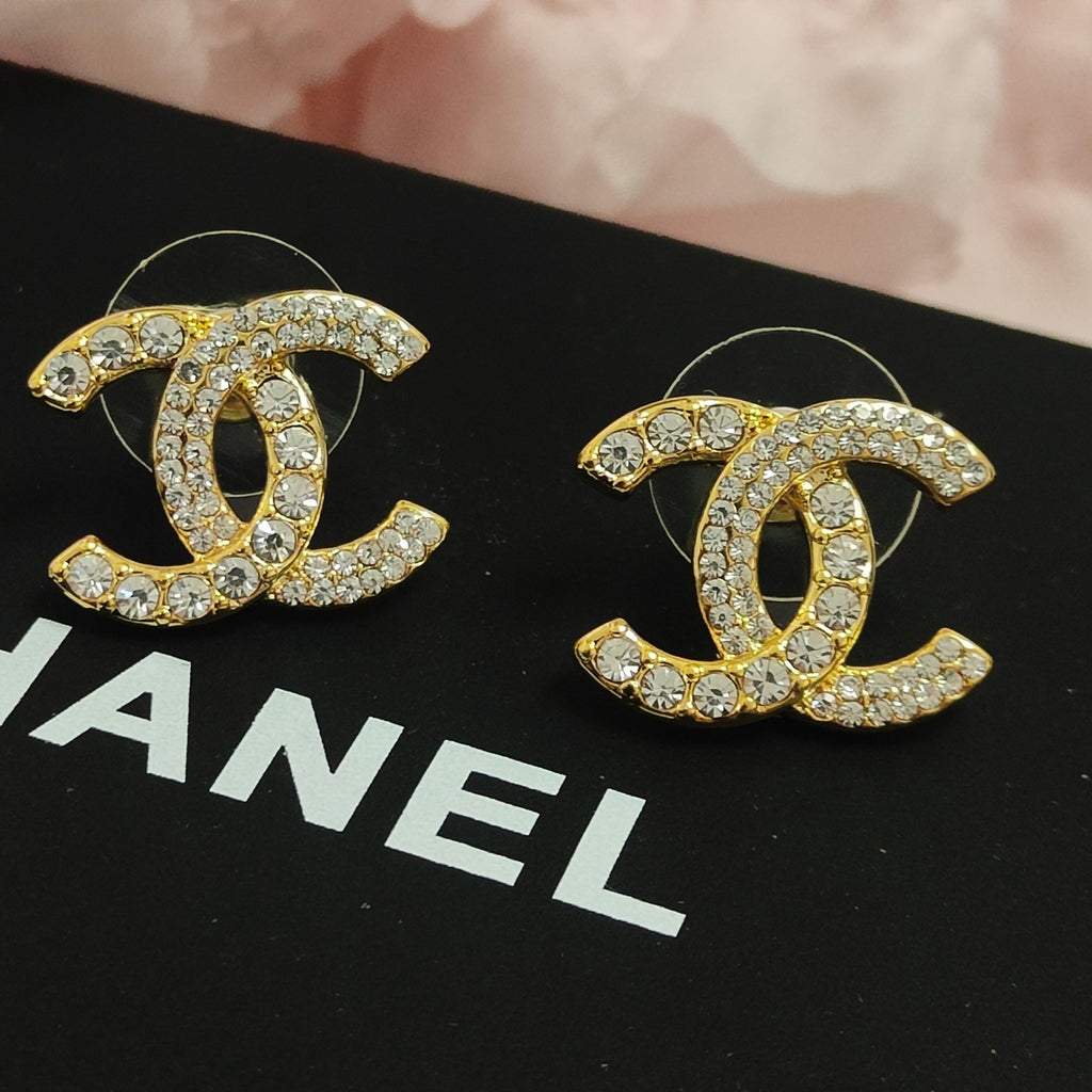 Letter Crystal-Accent Stud Earrings – Design 002 side detail