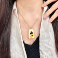 Camellia Pendant Necklace in Polished Metal-Tone – Camellia Detail – Design 017 main product view