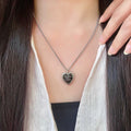 Double-C Emblem Pendant Necklace in Polished Metal-Tone – Heart Detail – Design 005 main product view