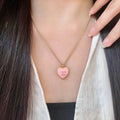 Double-C Emblem Pendant Necklace in Polished Metal-Tone – Heart Detail – Design 002 main product view