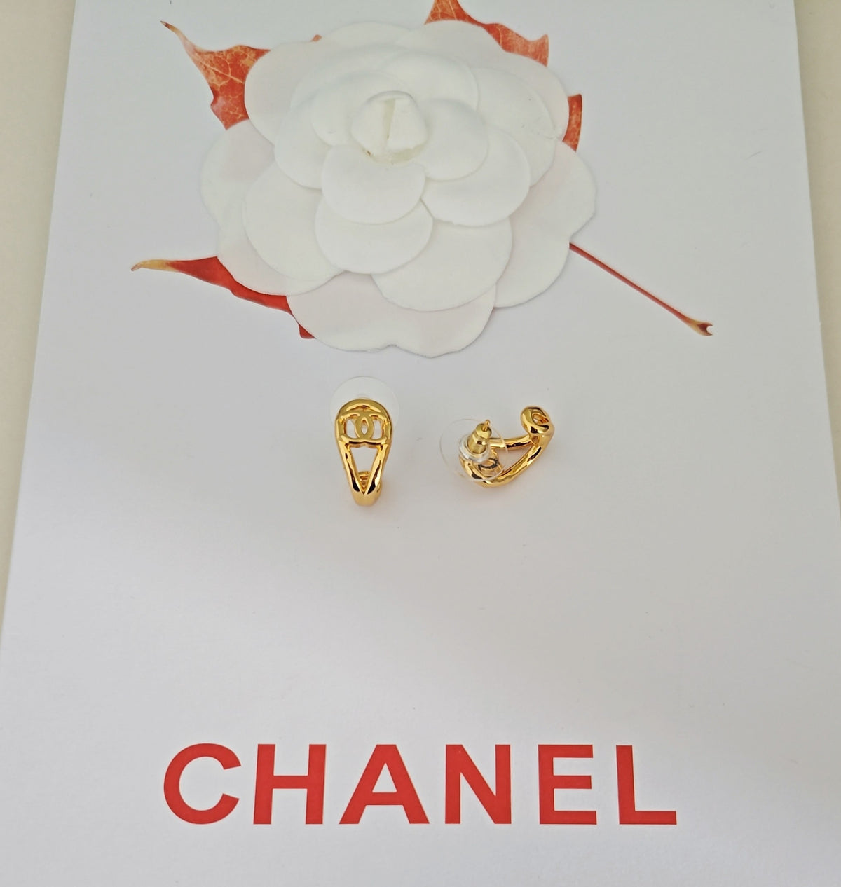 Signature Emblem Statement Earrings in Gold-Tone – Design 010 styled product view
