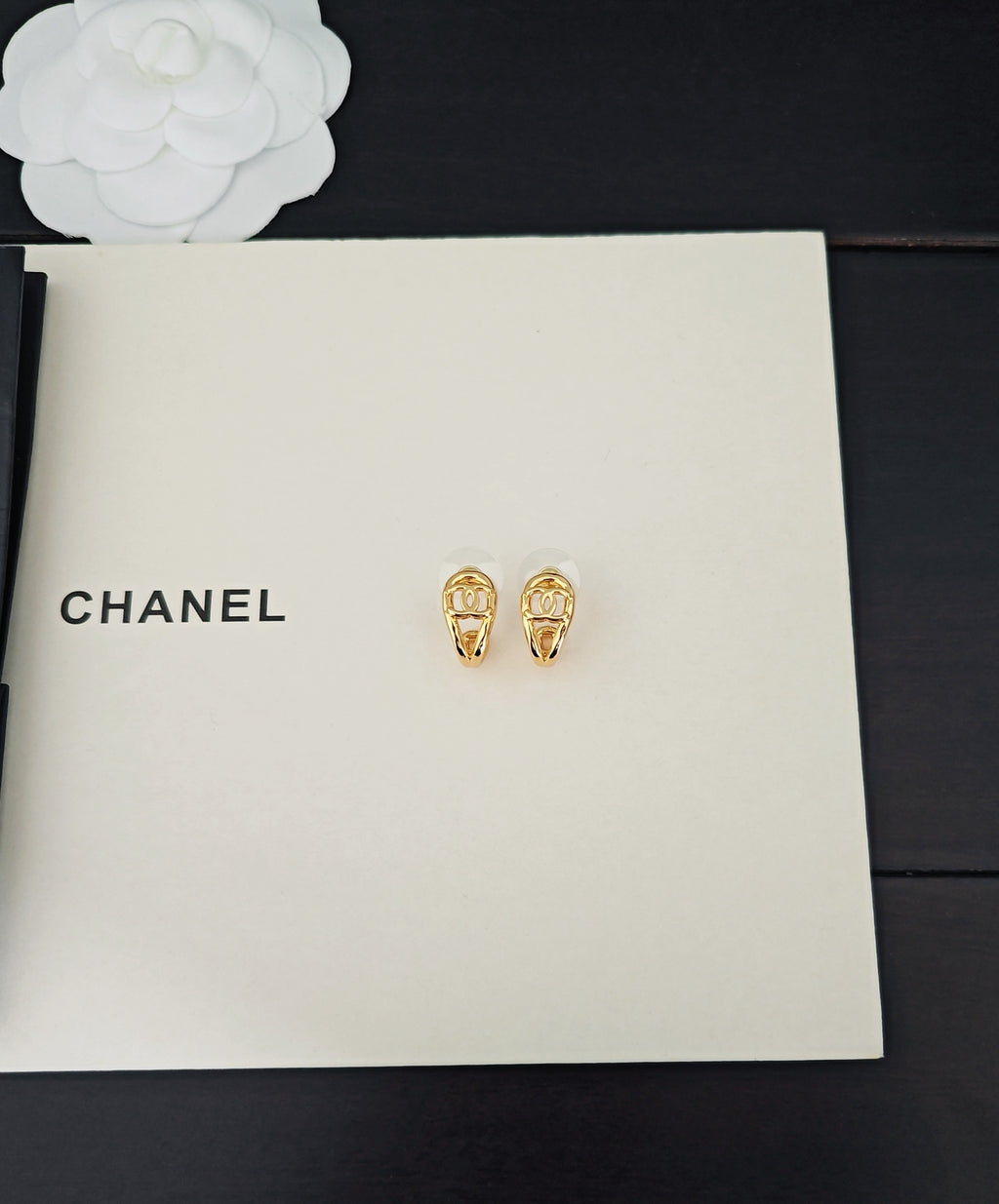 Signature Emblem Statement Earrings in Gold-Tone – Design 010 side detail