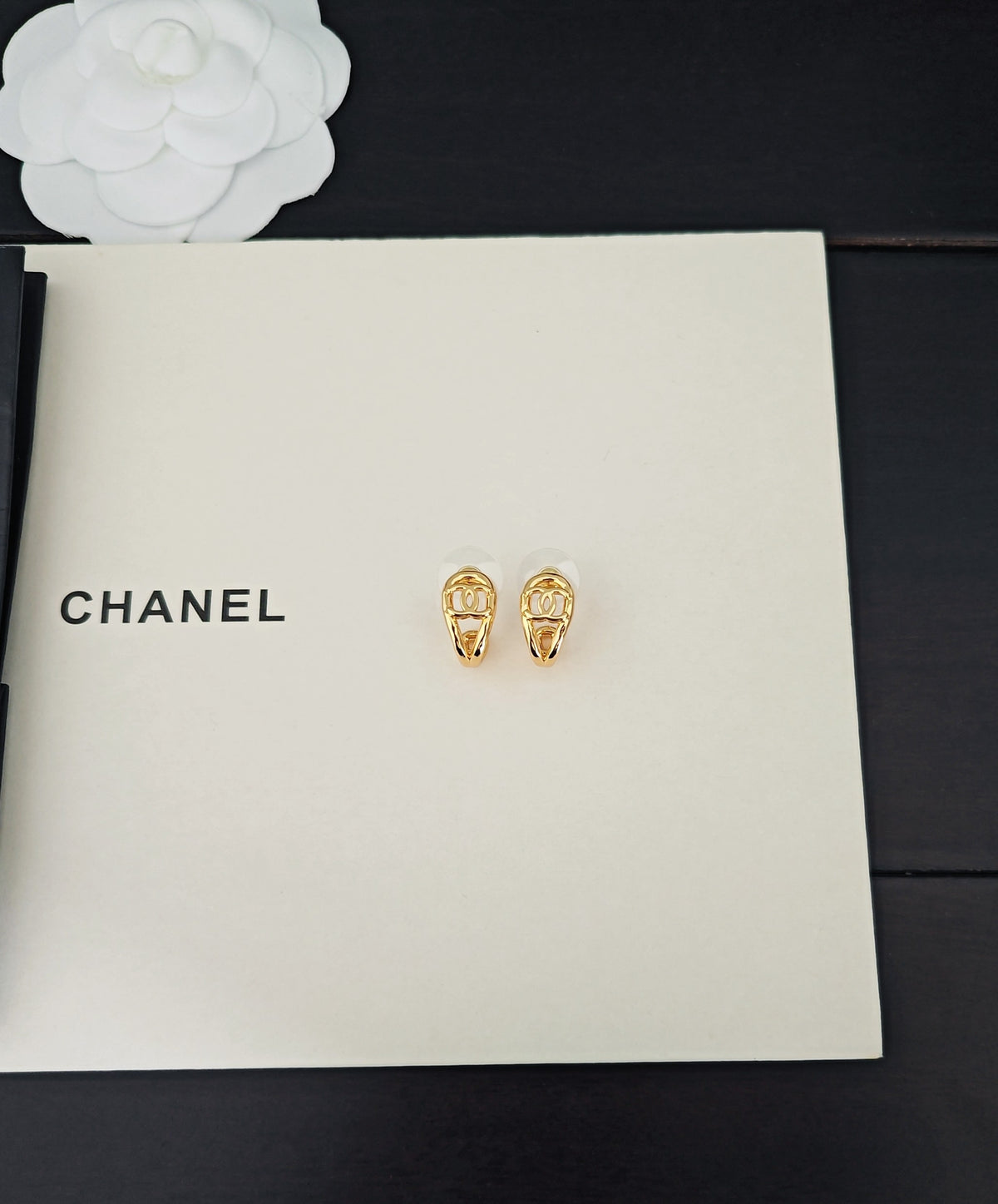 Signature Emblem Statement Earrings in Gold-Tone – Design 010 side detail