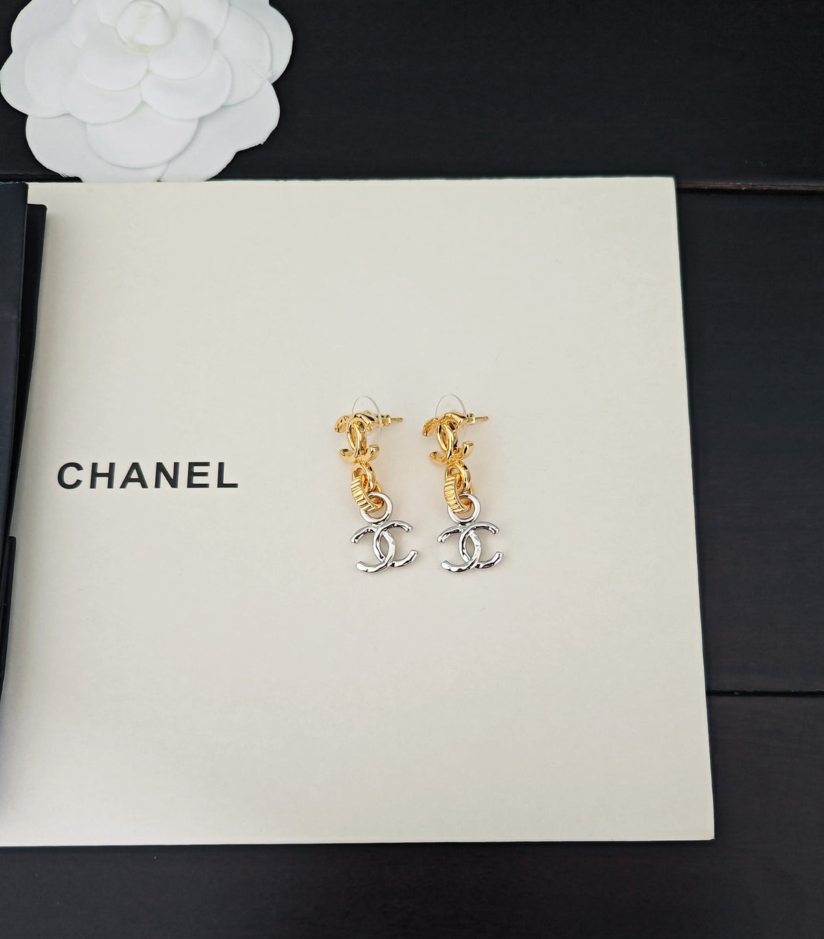 Signature Emblem Statement Earrings in Gold-Tone – Design 009 side detail