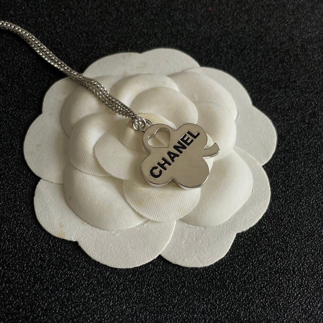 Camellia Pendant Necklace in Polished Metal-Tone – Camellia Detail – Design 022 front product view