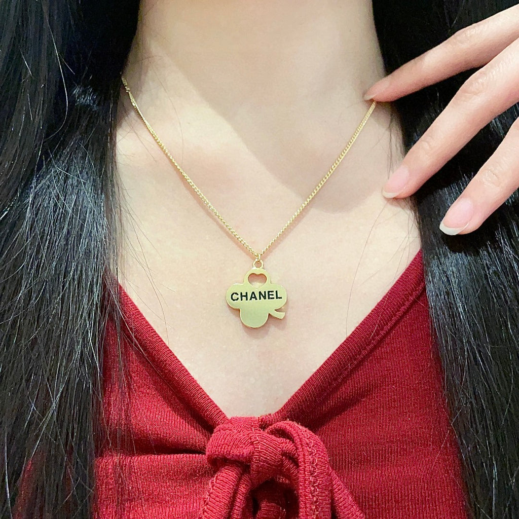 Camellia Pendant Necklace in Polished Metal-Tone – Camellia Detail – Design 021 main product view