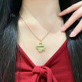 Camellia Pendant Necklace in Polished Metal-Tone – Camellia Detail – Design 021 main product view